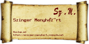 Szinger Menyhért névjegykártya